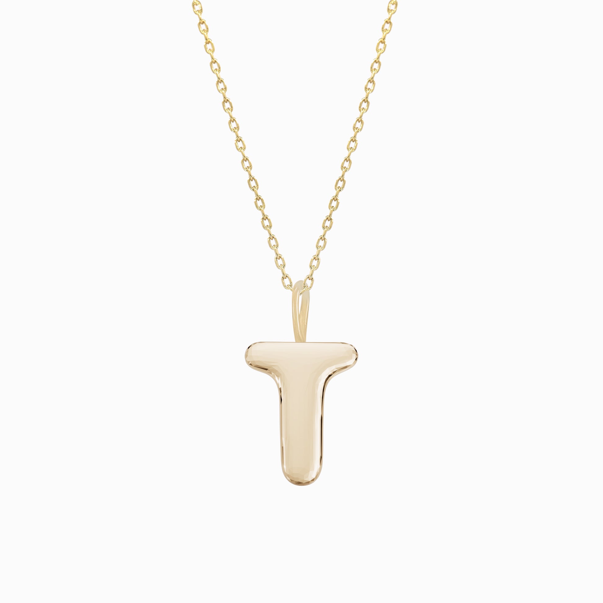 Soft Bubble Puffy Initial Necklace & Charm in 14K Solid Gold BY L’AIMÉ NEW YORK