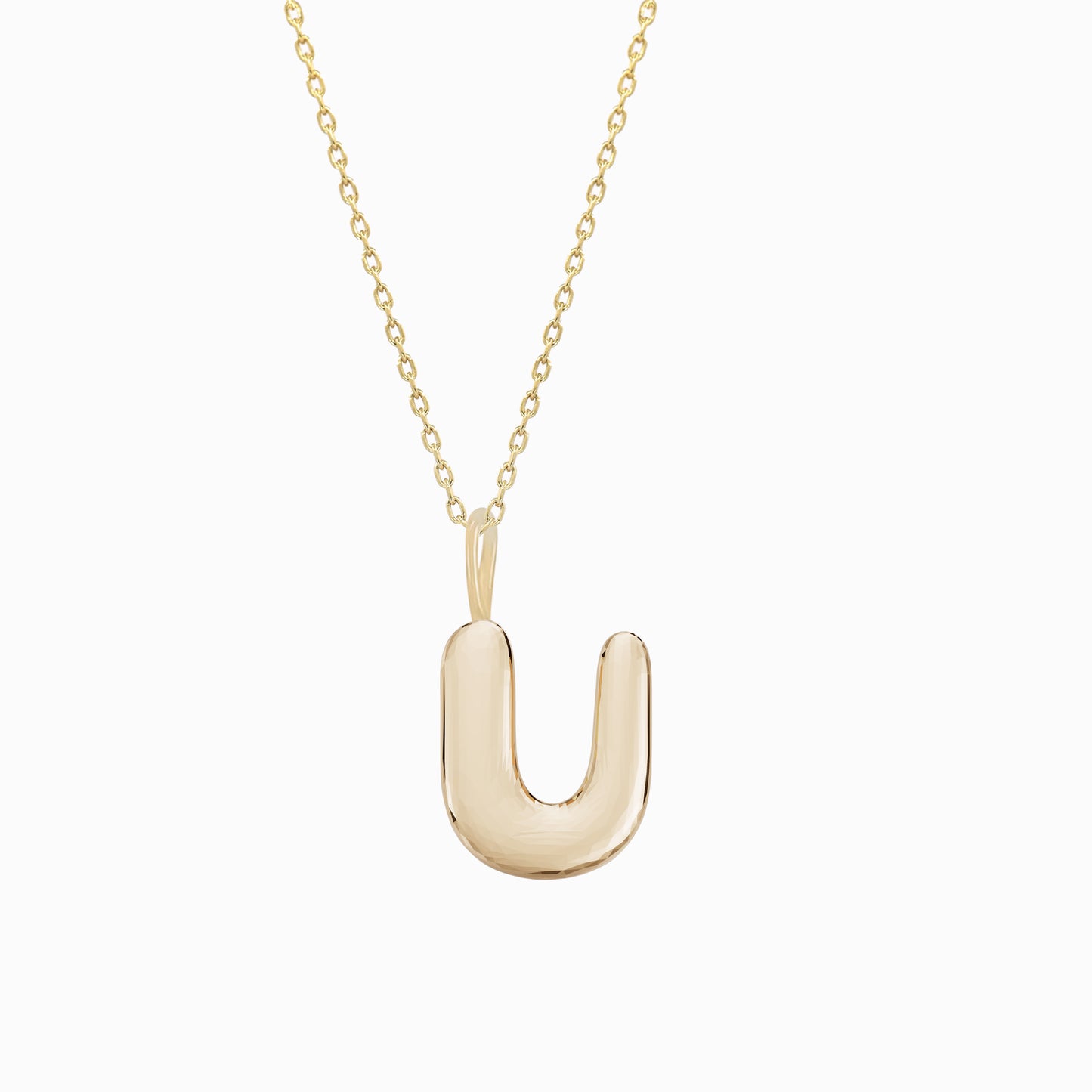 Soft Bubble Puffy Initial Necklace & Charm in 14K Solid Gold BY L’AIMÉ NEW YORK
