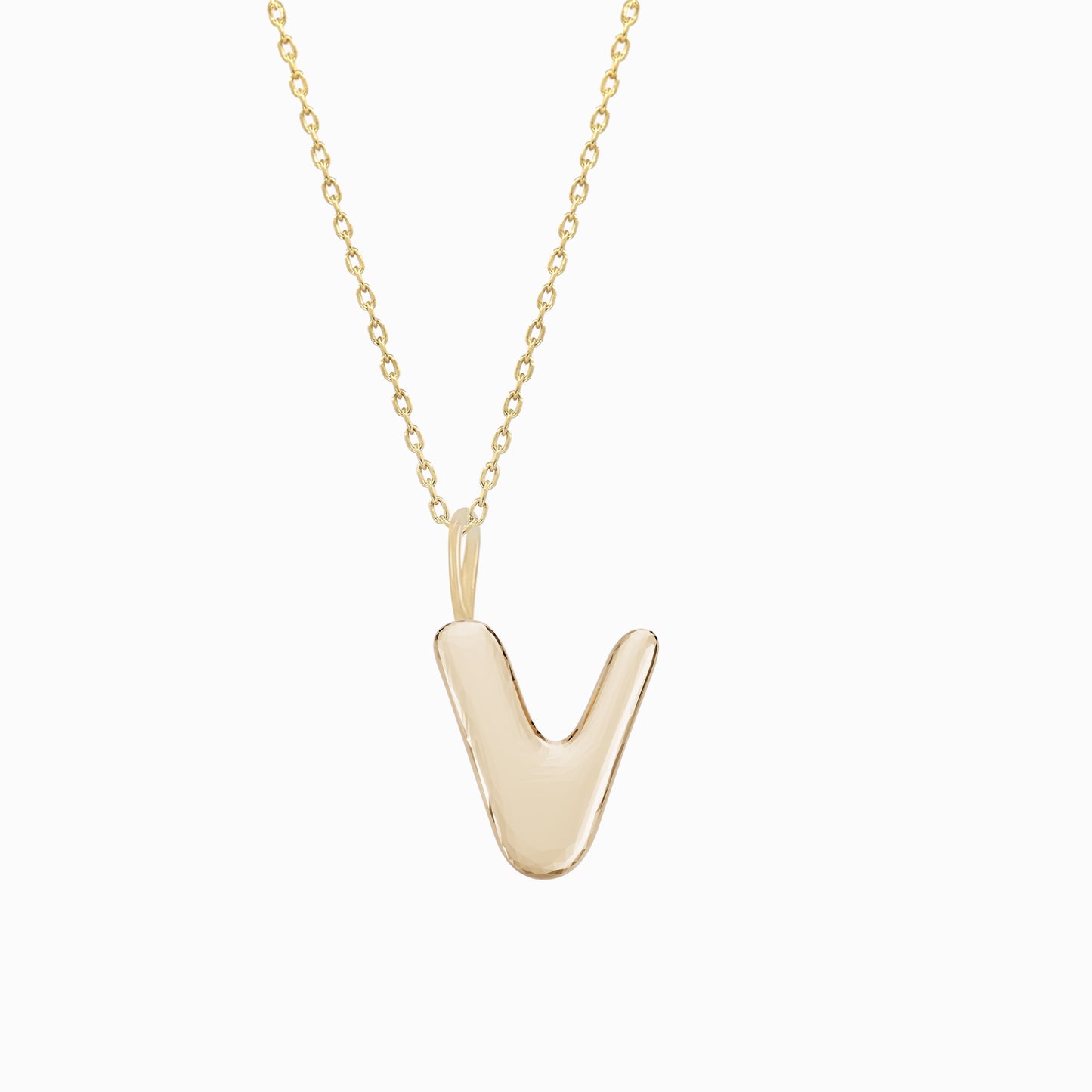 Soft Bubble Puffy Initial Necklace & Charm in 14K Solid Gold BY L’AIMÉ NEW YORK