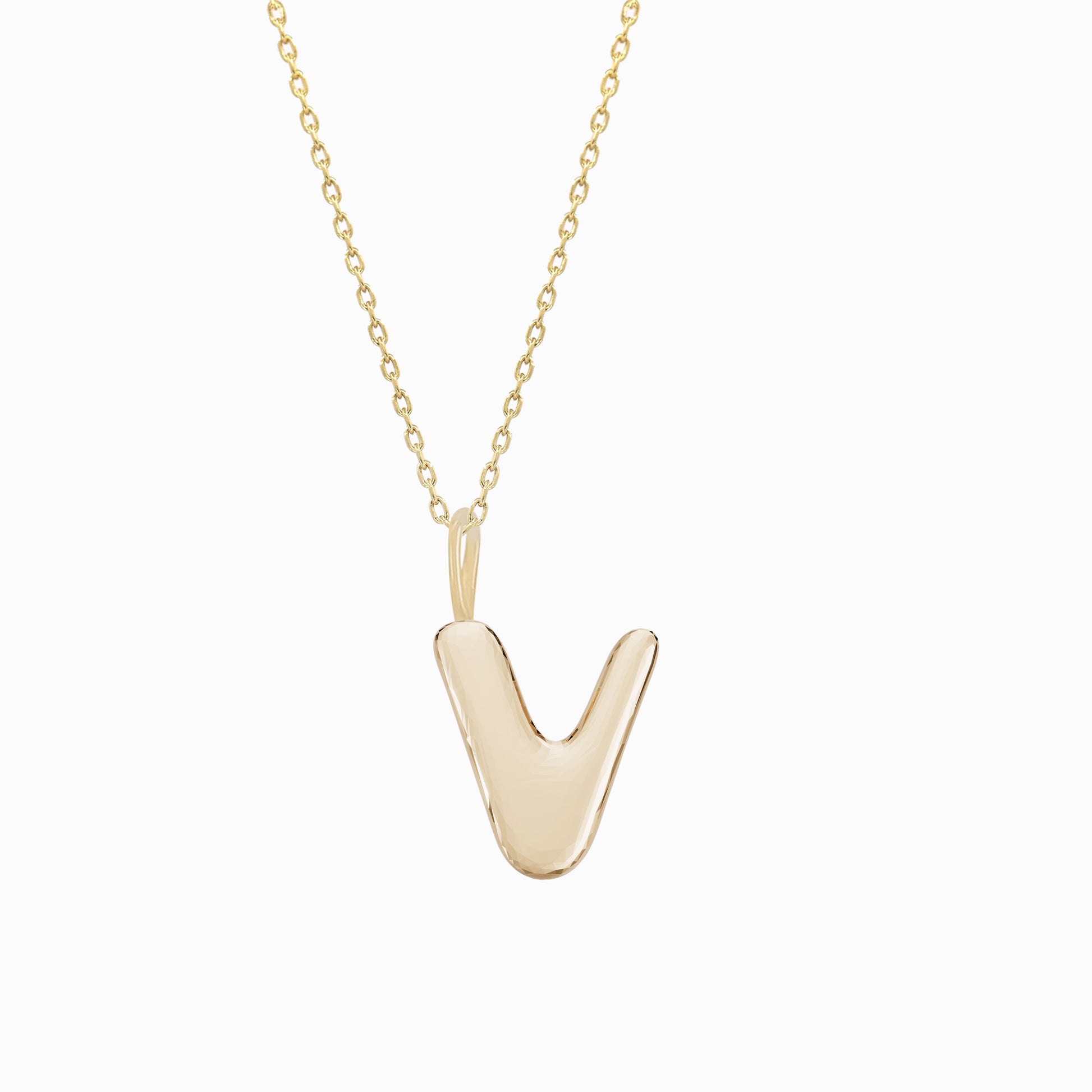 Soft Bubble Puffy Initial Necklace & Charm in 14K Solid Gold BY L’AIMÉ NEW YORK