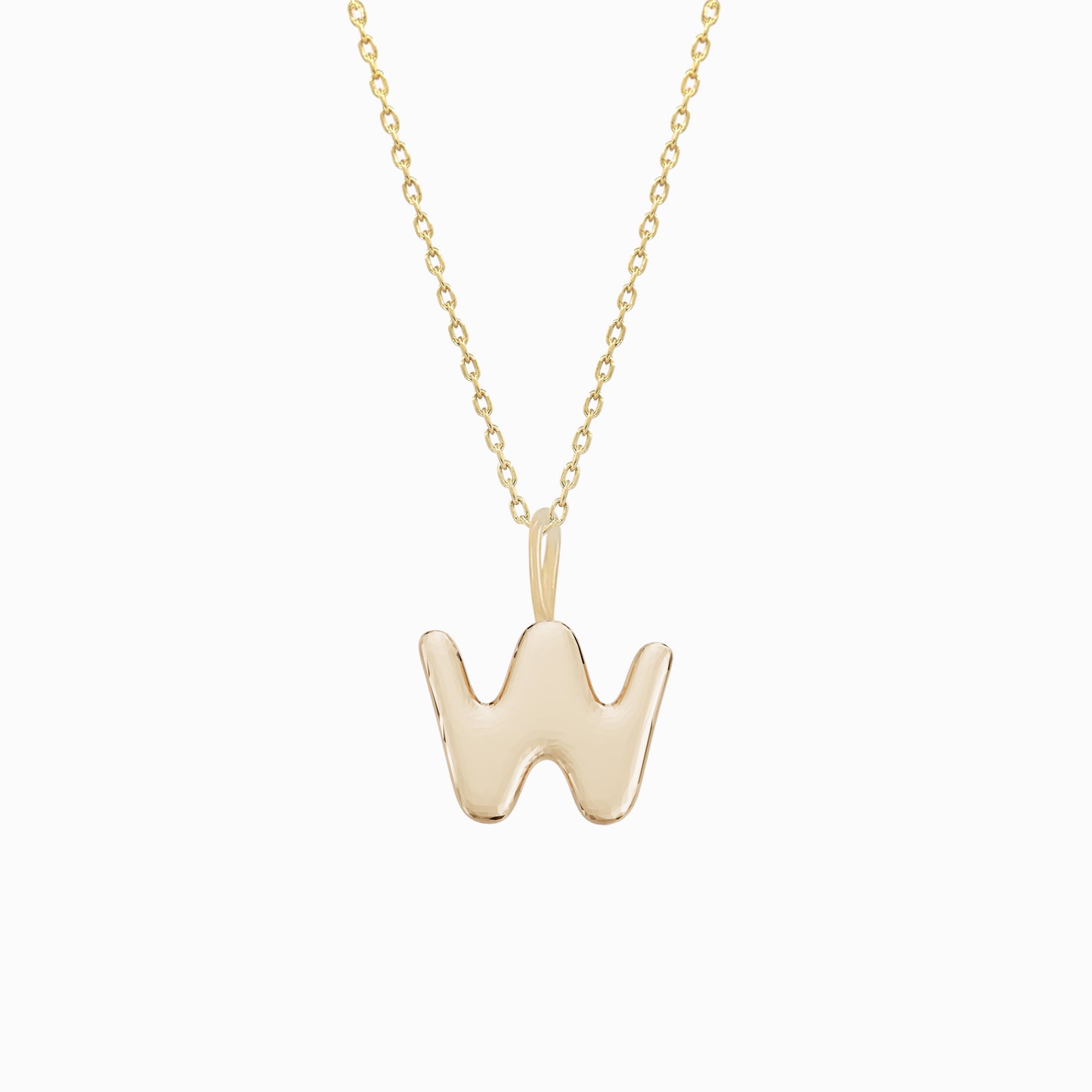 Soft Bubble Puffy Initial Necklace & Charm in 14K Solid Gold BY L’AIMÉ NEW YORK