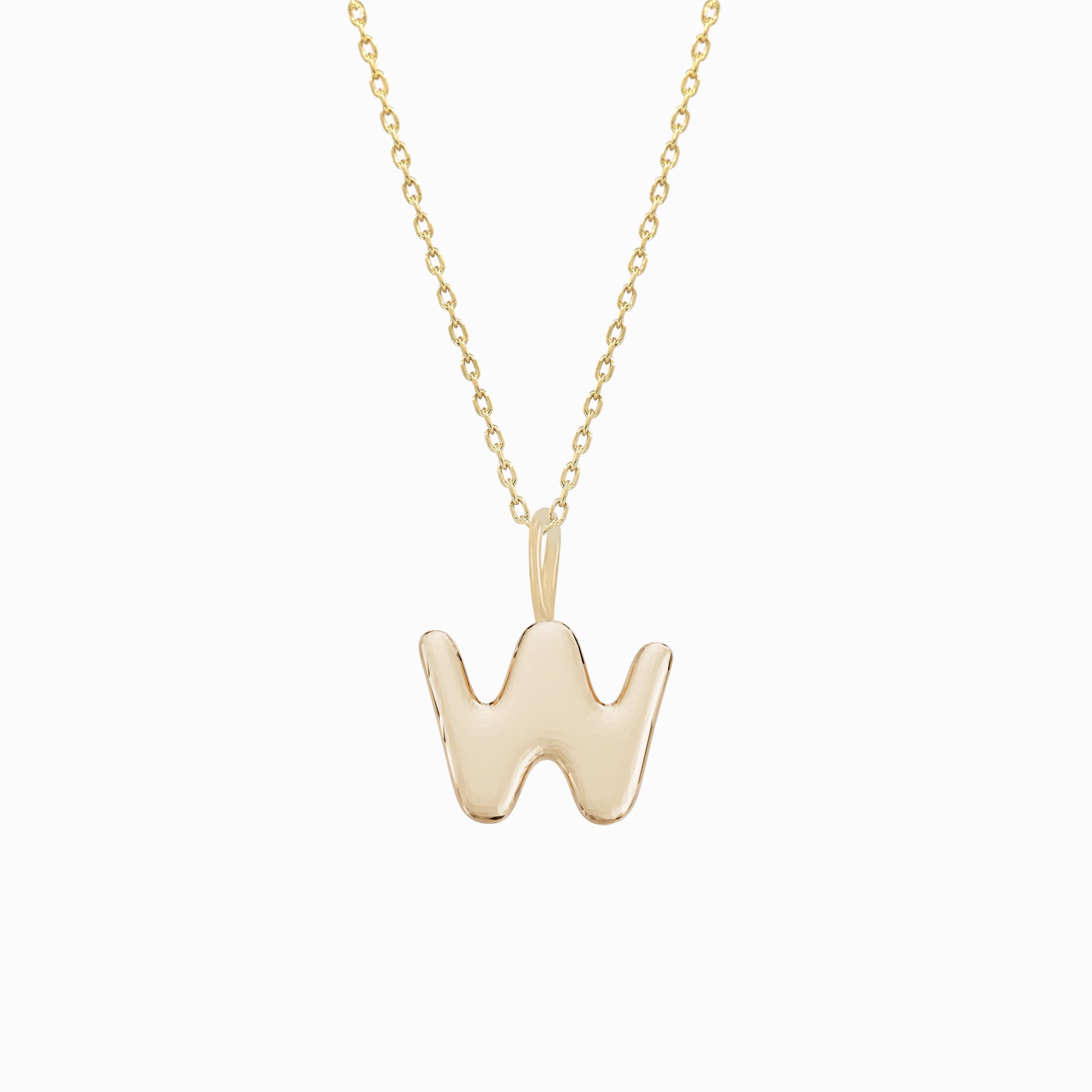 Soft Bubble Puffy Initial Necklace & Charm in 14K Solid Gold BY L’AIMÉ NEW YORK