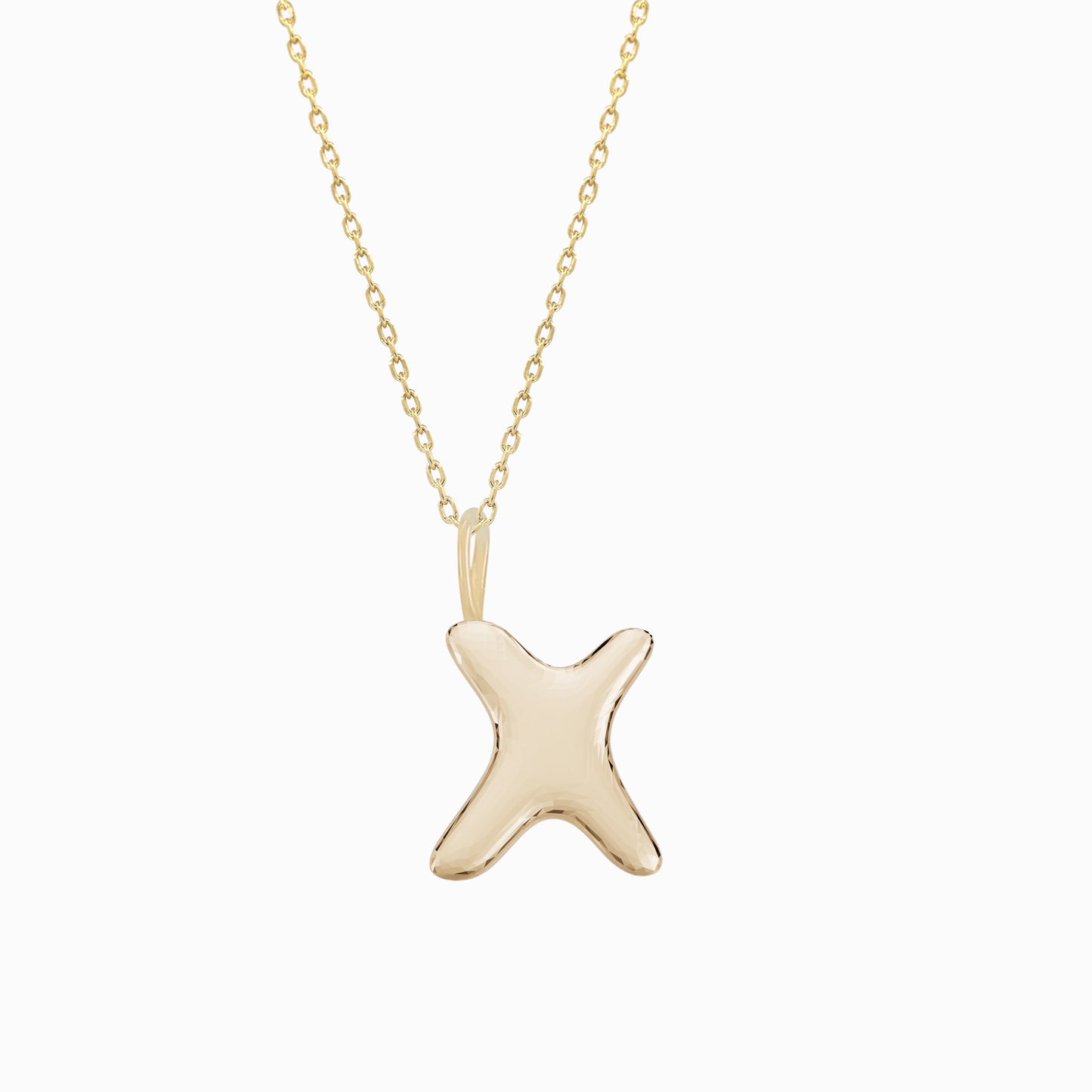 Soft Bubble Puffy Initial Necklace & Charm in 14K Solid Gold BY L’AIMÉ NEW YORK