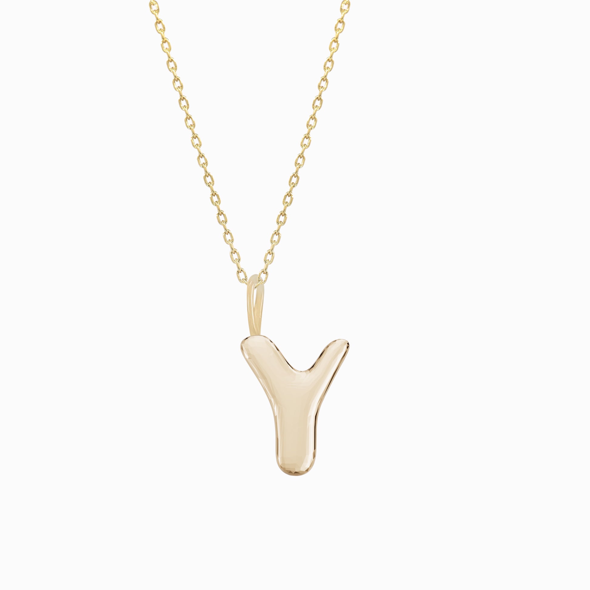 Soft Bubble Puffy Initial Necklace & Charm in 14K Solid Gold BY L’AIMÉ NEW YORK
