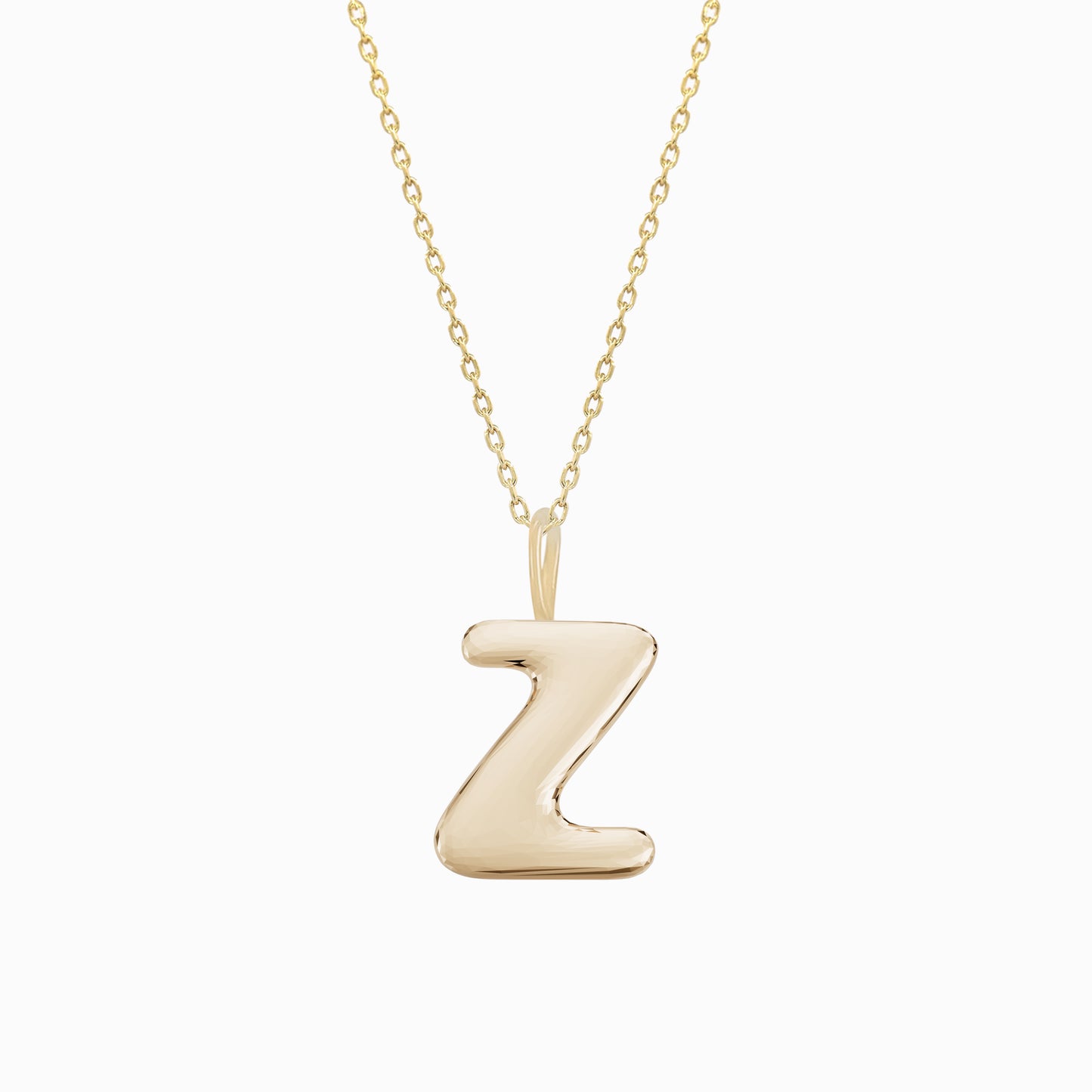 Soft Bubble Puffy Initial Necklace & Charm in 14K Solid Gold BY L’AIMÉ NEW YORK
