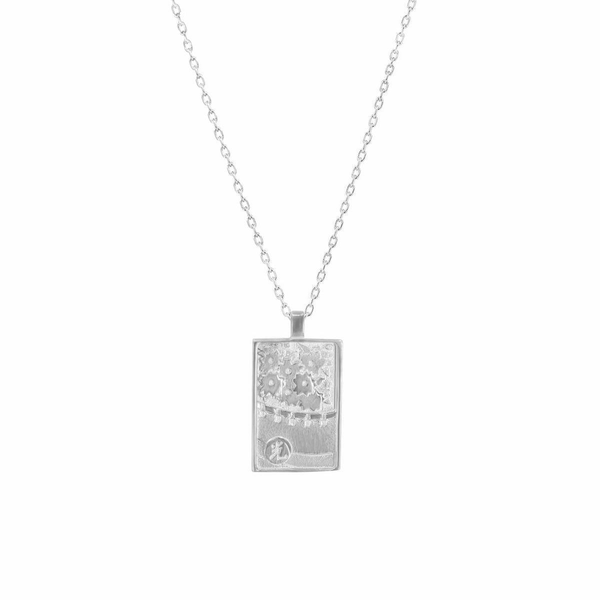 Korean Go-Stop Card Game Ogwang March Necklace Pendant Sterling Silver 오광 벚꽃