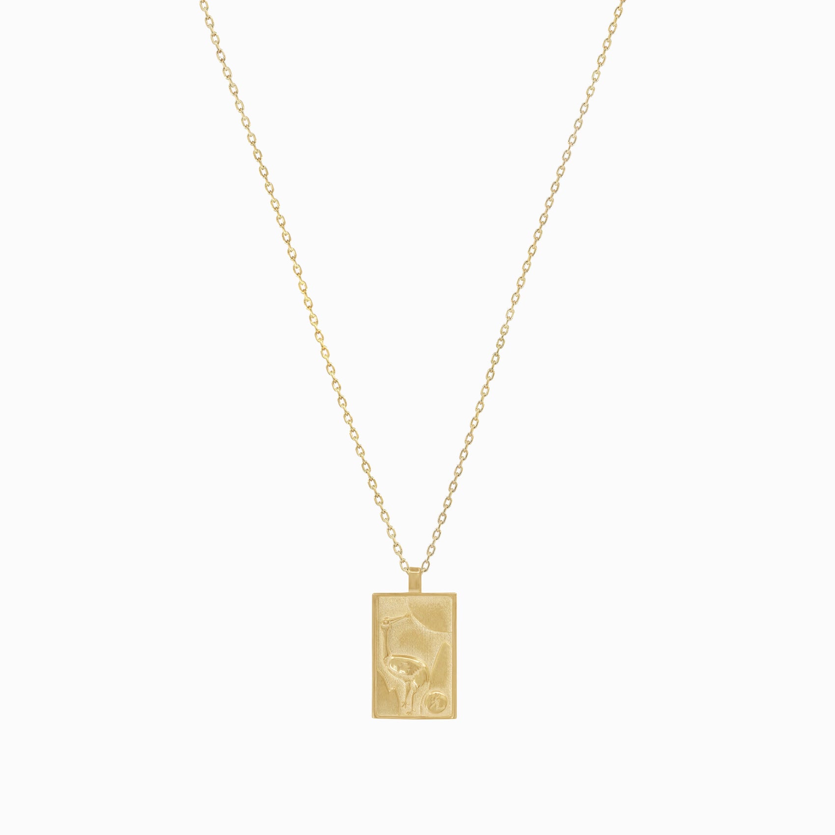 Korean Go-Stop Card Game Ogwang January Pendant Necklace 14K Solid Gold 오광 송학