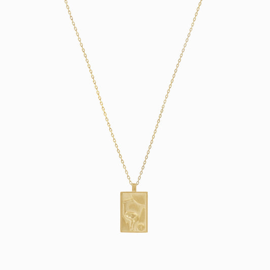 Korean Go-Stop Card Game Ogwang January Pendant Necklace 14K Solid Gold 오광 송학