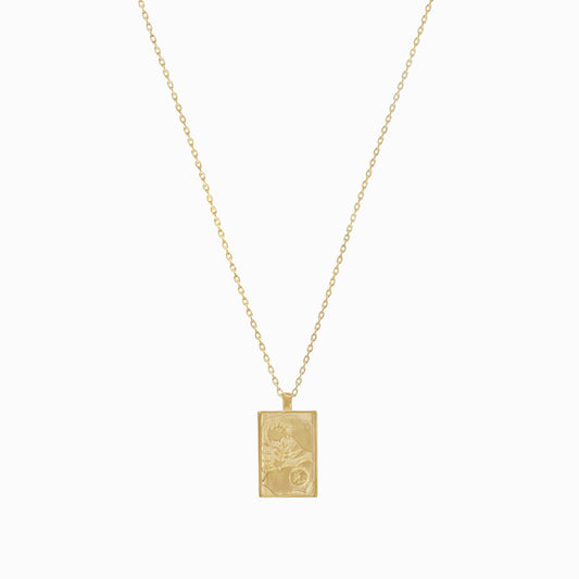 Korean Go-Stop Card Game Ogwang November Pendant Necklace 14K Solid Gold 오광 오동