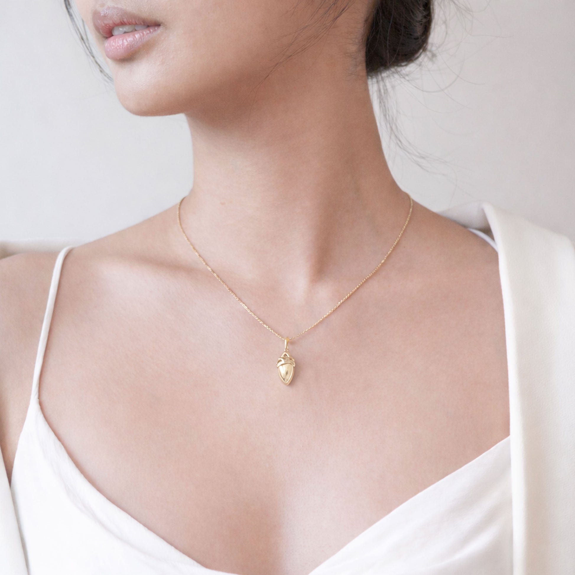 Simjang Heart Pendant Necklace 14K Solid Gold 심장