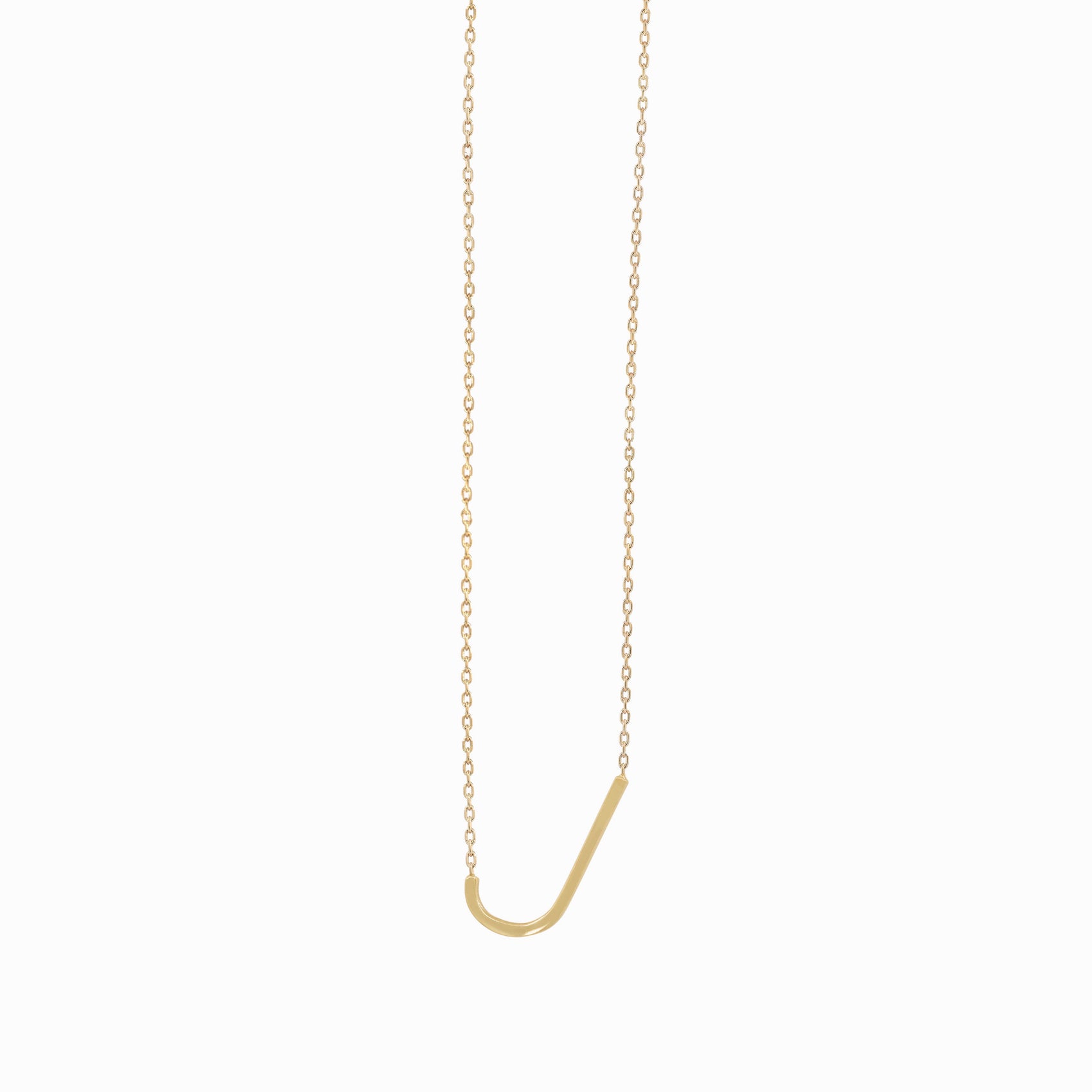 J Large Initial Letter Necklace  14K Solid Gold