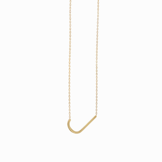 J Large Initial Letter Necklace  14K Solid Gold
