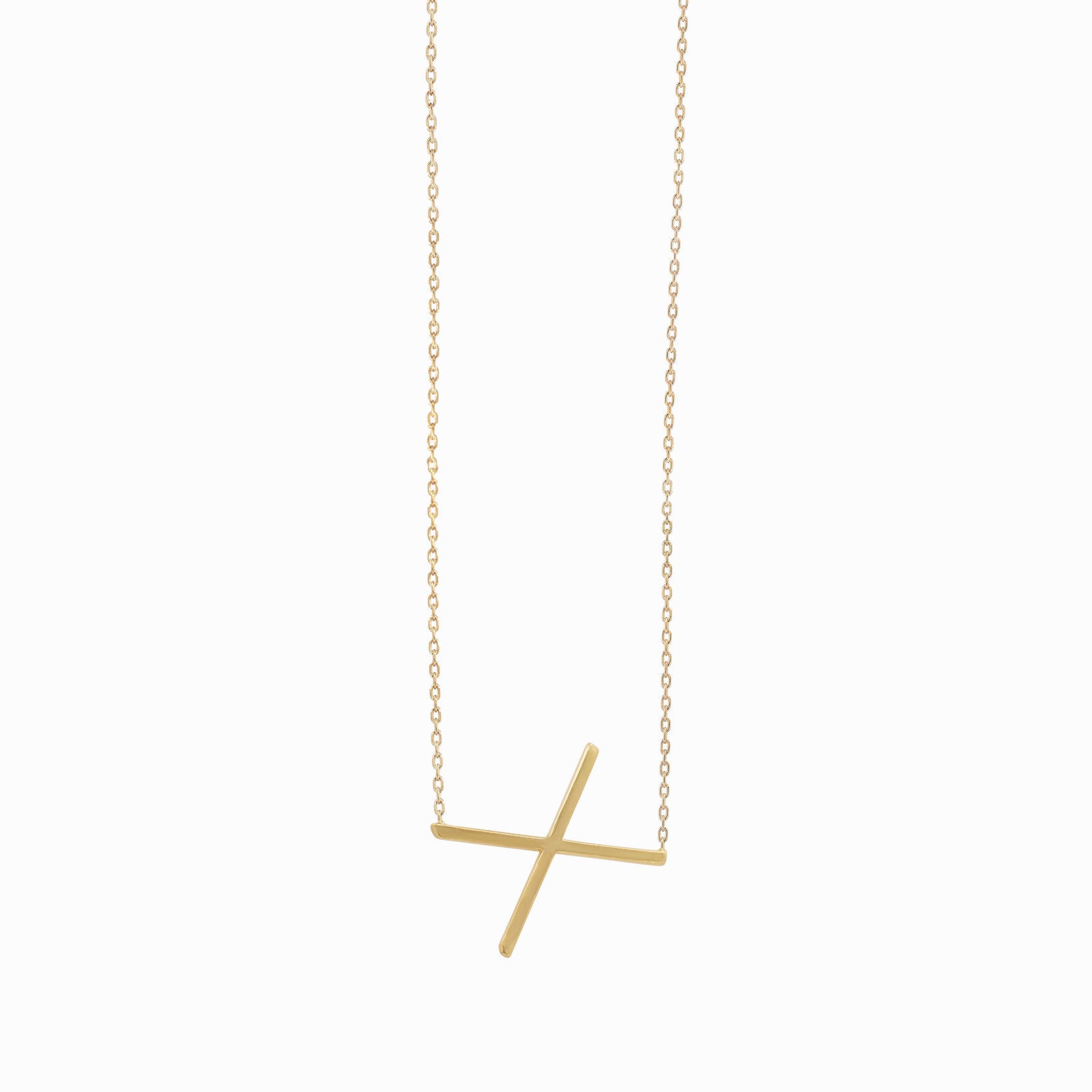 X Large Initial Letter Necklace  14K Solid Gold