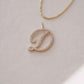 L Script Initial Letter Pavé Lab Diamond Necklace 14K Solid Gold