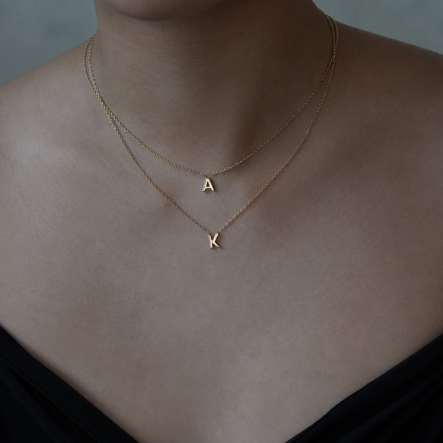 K Initial Letter 14k Solid Gold Necklace
