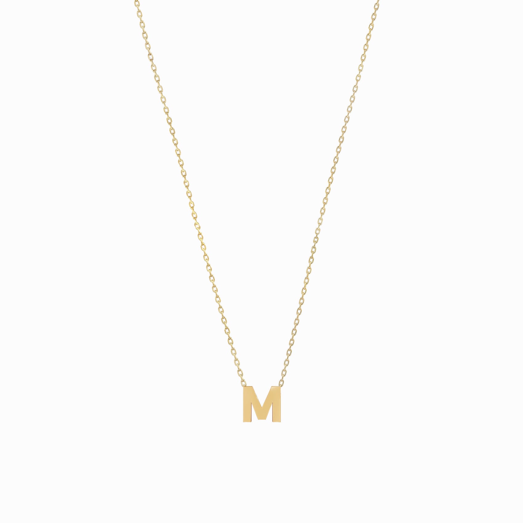 M Initial Letter Gold Necklace