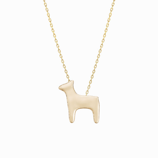 Saseum Deer Charm Necklace 14K Solid Gold | The Eternal Ten 사슴 | Ten Symbols of Longevity 십장생 | BY L’AIMÉ NEW YORK 