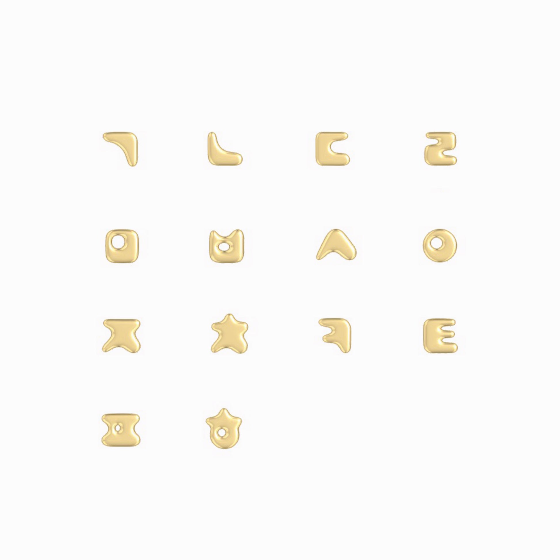 Puffy Korean Alphabet Hangul Initial Necklace 14K Solid Gold 한글 이름 목걸이 BY LAIME NEW YORK