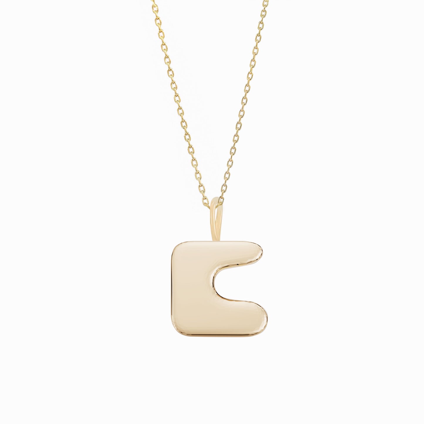 Puffy Korean Alphabet Hangul Initial Necklace 14K Solid Gold 한글 이름 목걸이 BY LAIME NEW YORK