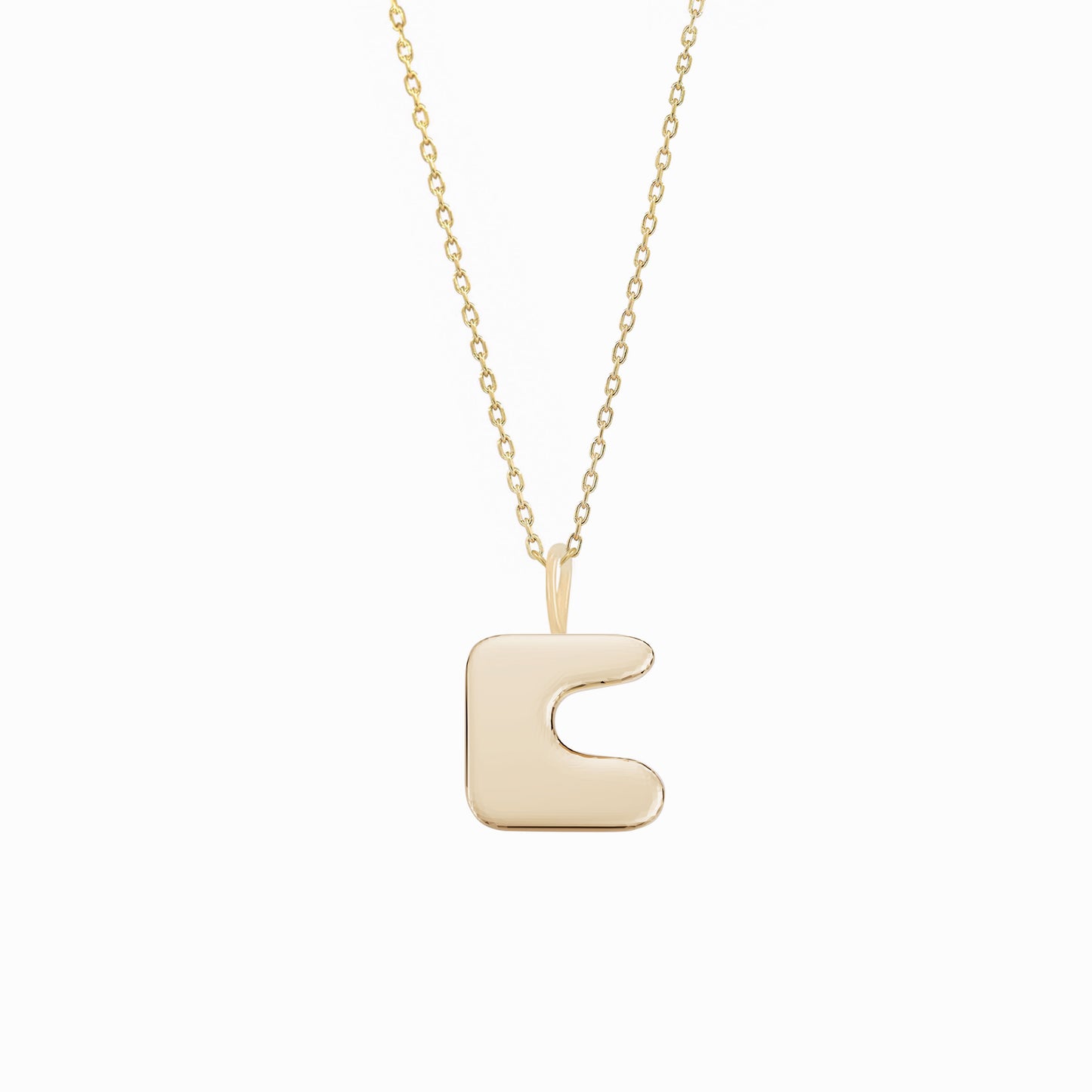 Puffy Korean Alphabet Hangul Initial Necklace 14K Solid Gold 한글 이름 목걸이 BY LAIME NEW YORK