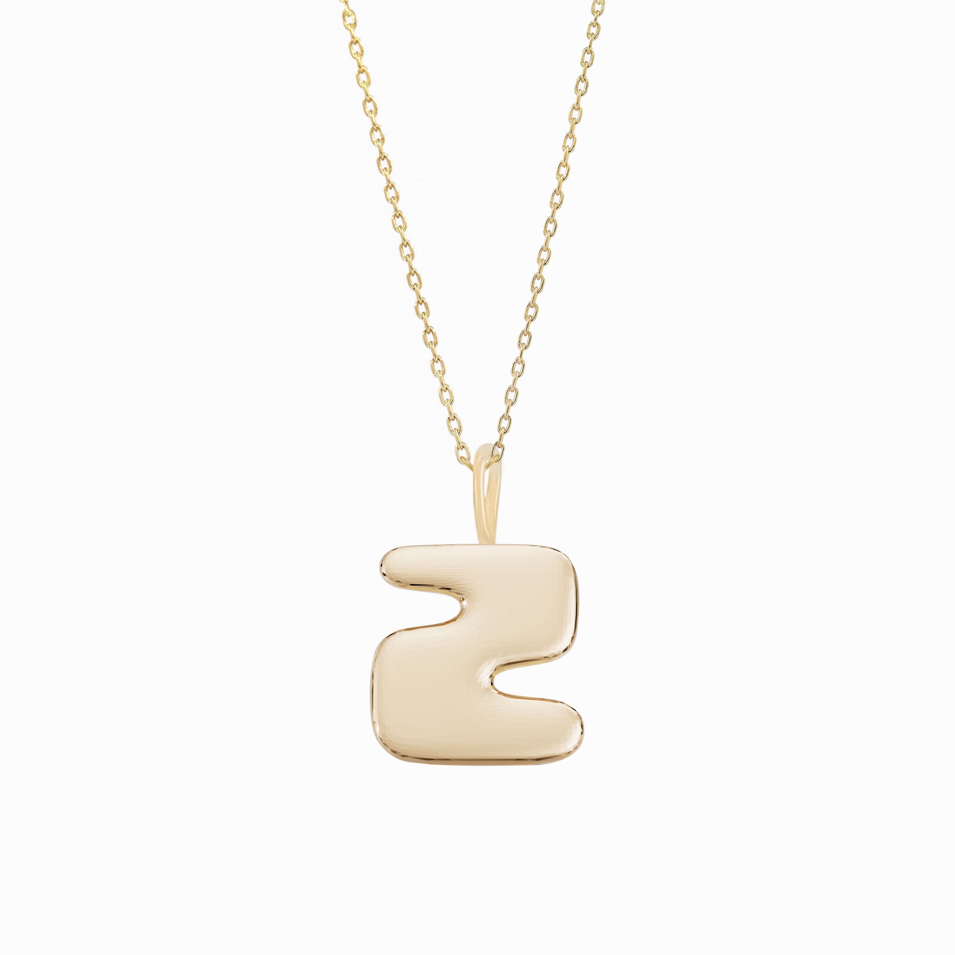 Puffy Korean Alphabet Hangul Initial Necklace 14K Solid Gold 한글 이름 목걸이 BY LAIME NEW YORK