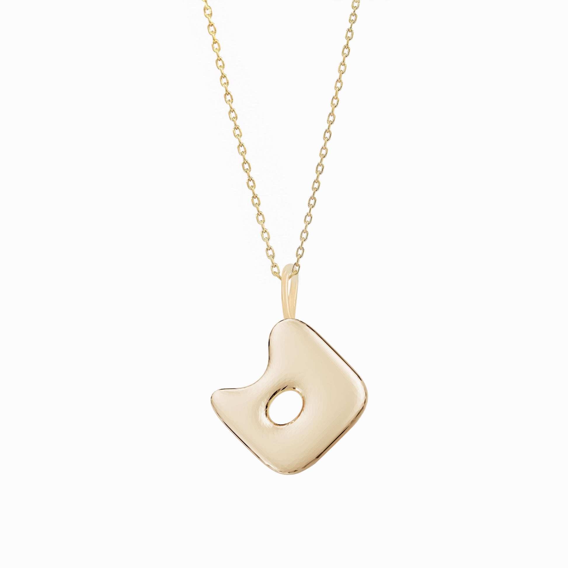Puffy Korean Alphabet Hangul Initial Necklace 14K Solid Gold 한글 이름 목걸이 BY LAIME NEW YORK