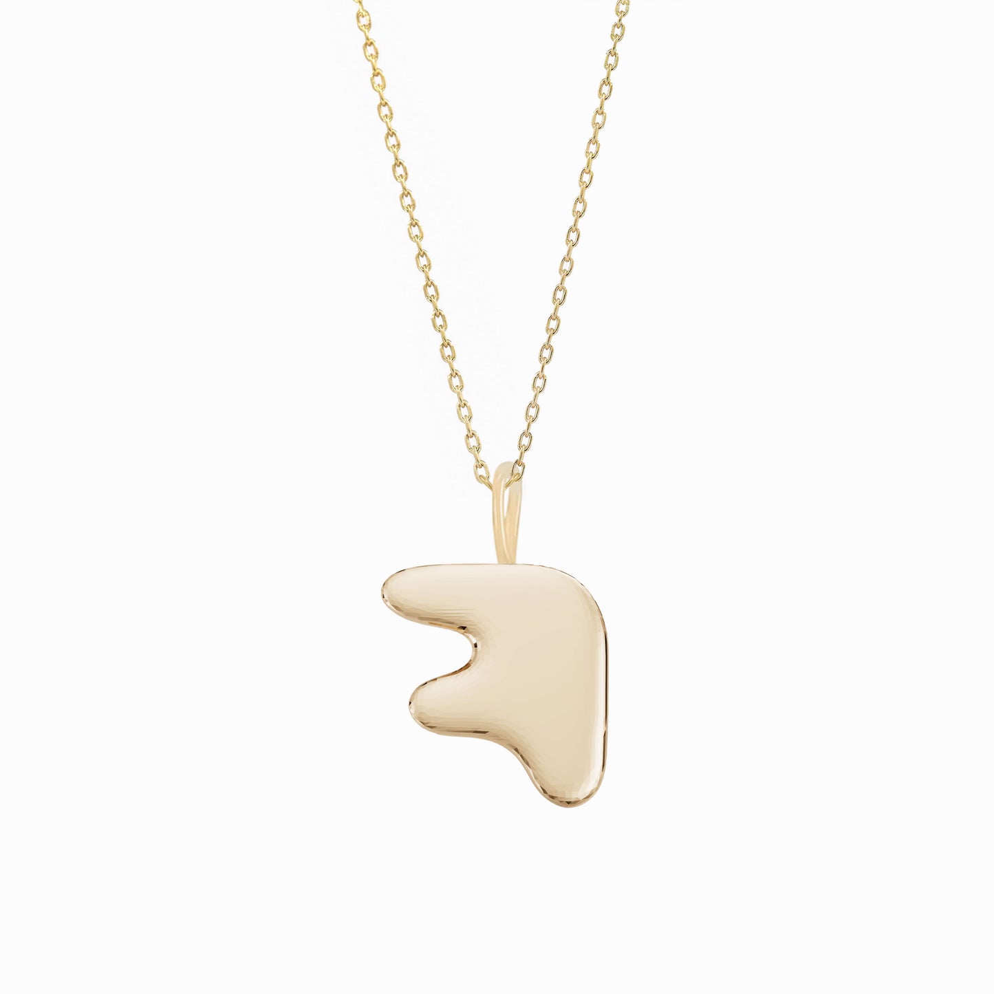 Puffy Korean Alphabet Hangul Initial Necklace 14K Solid Gold 한글 이름 목걸이 BY LAIME NEW YORK