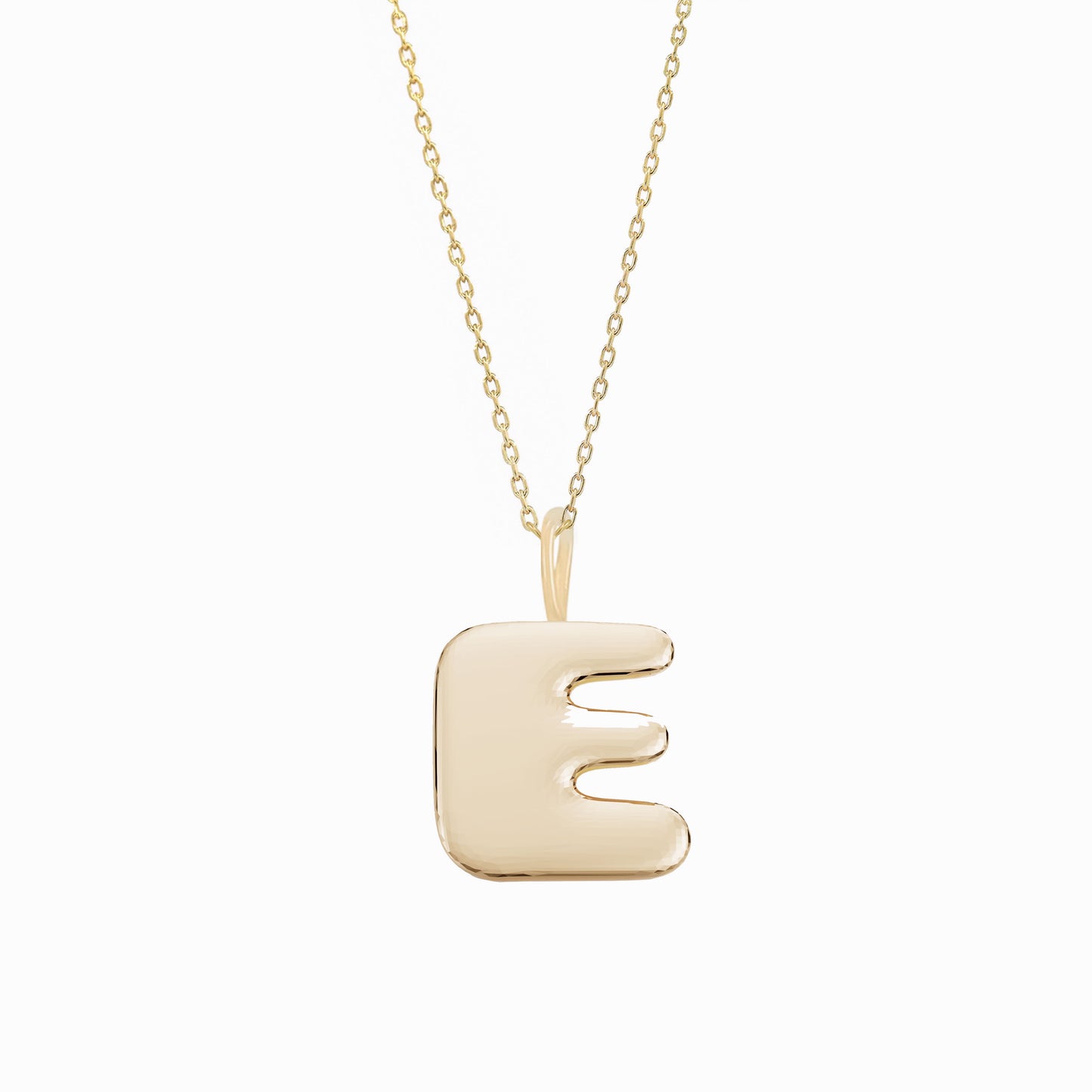 Puffy Korean Alphabet Hangul Initial Necklace 14K Solid Gold 한글 이름 목걸이 BY LAIME NEW YORK