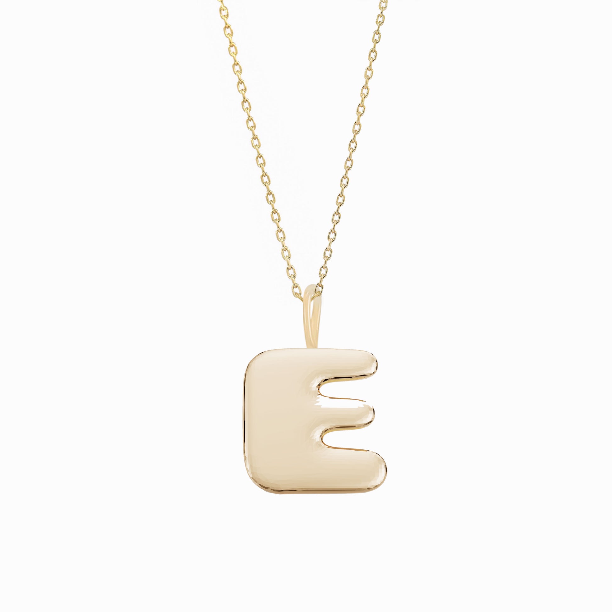Puffy Korean Alphabet Hangul Initial Necklace 14K Solid Gold 한글 이름 목걸이 BY LAIME NEW YORK