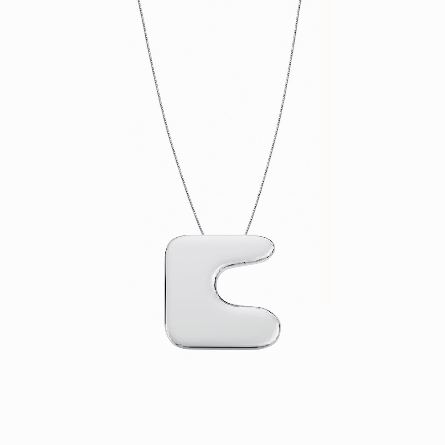 Puffy Korean Alphabet Hangul Initial Necklace Sterling Silver 한글 이름 목걸이 BY LAIME NEW YORK