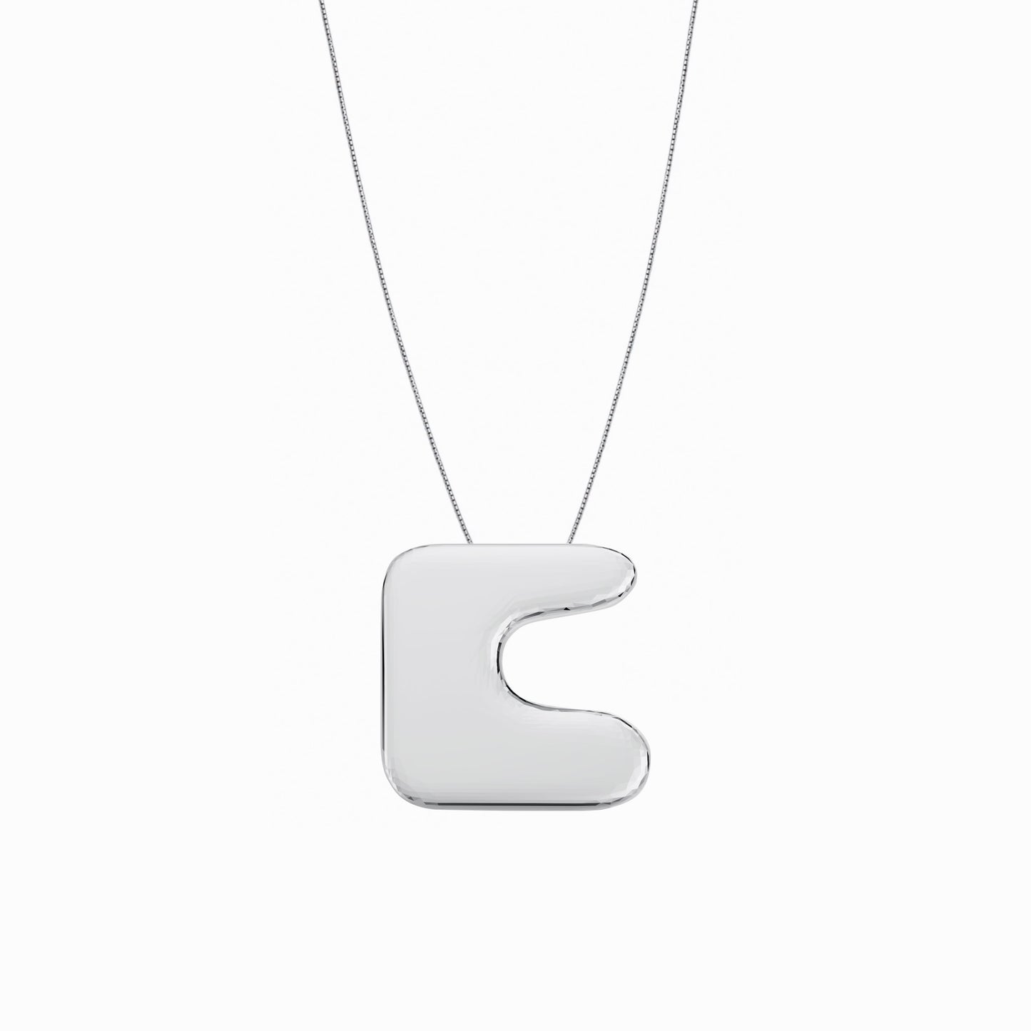 Puffy Korean Hangul Initial Necklace Sterling Silver