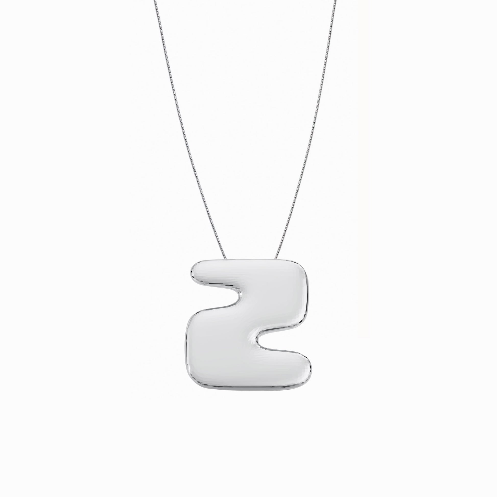 Puffy Korean Alphabet Hangul Initial Necklace Sterling Silver 한글 이름 목걸이 BY LAIME NEW YORK