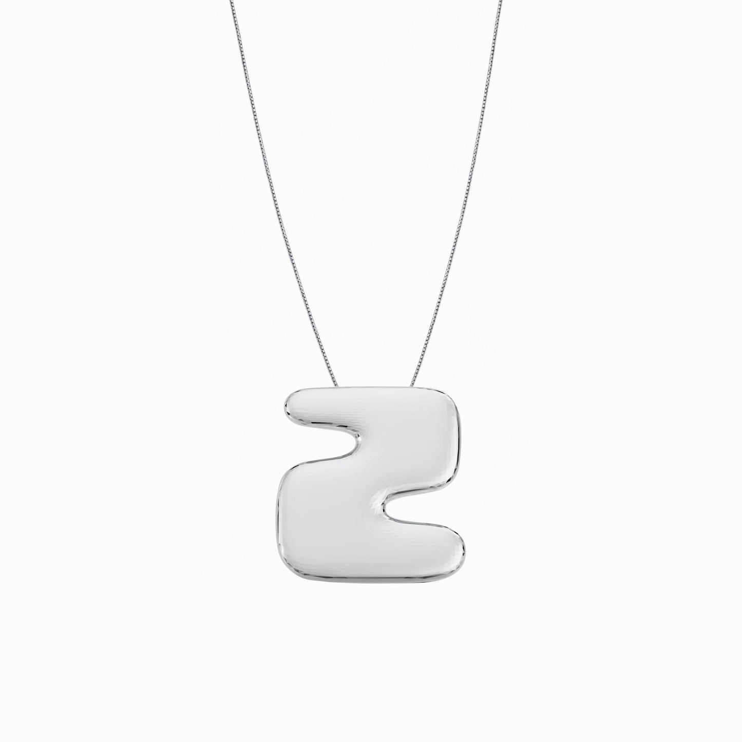 Puffy Korean Hangul Initial Necklace Sterling Silver
