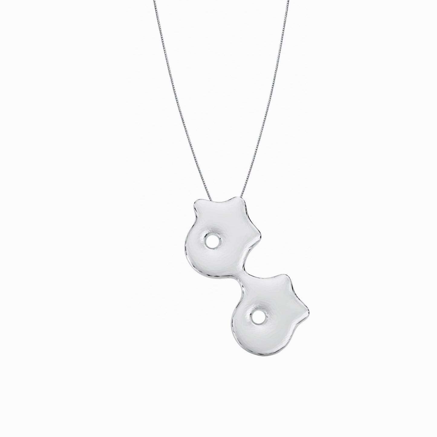 Puffy Hangul Korean Letter Necklace Pendant Silver ㅎㅎ 한글 목걸이 | BY L’AIMÉ NEW YORK 