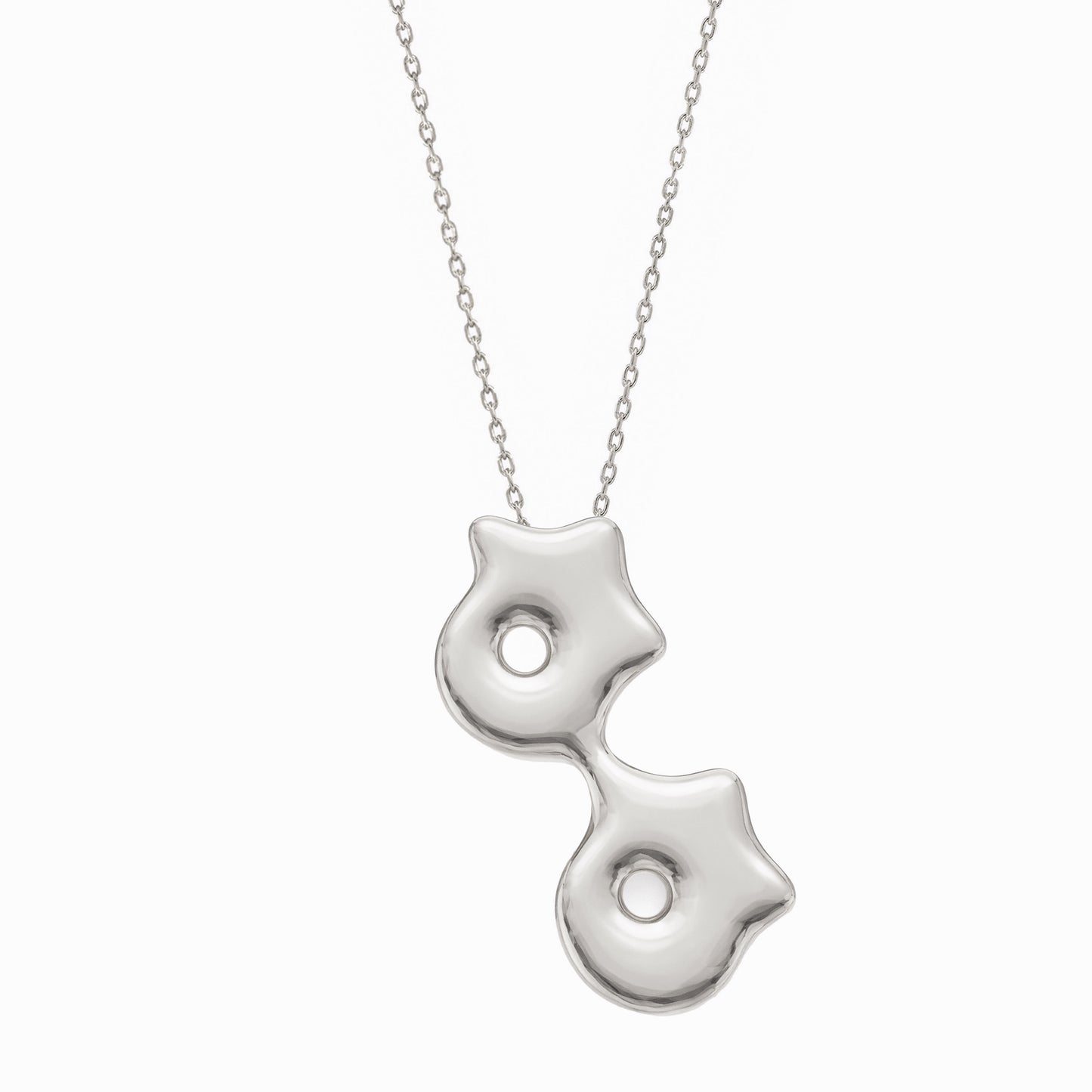 Puffy Hangul Korean Letter Necklace Pendant Silver ㅎㅎ 한글 목걸이 | BY L’AIMÉ NEW YORK 