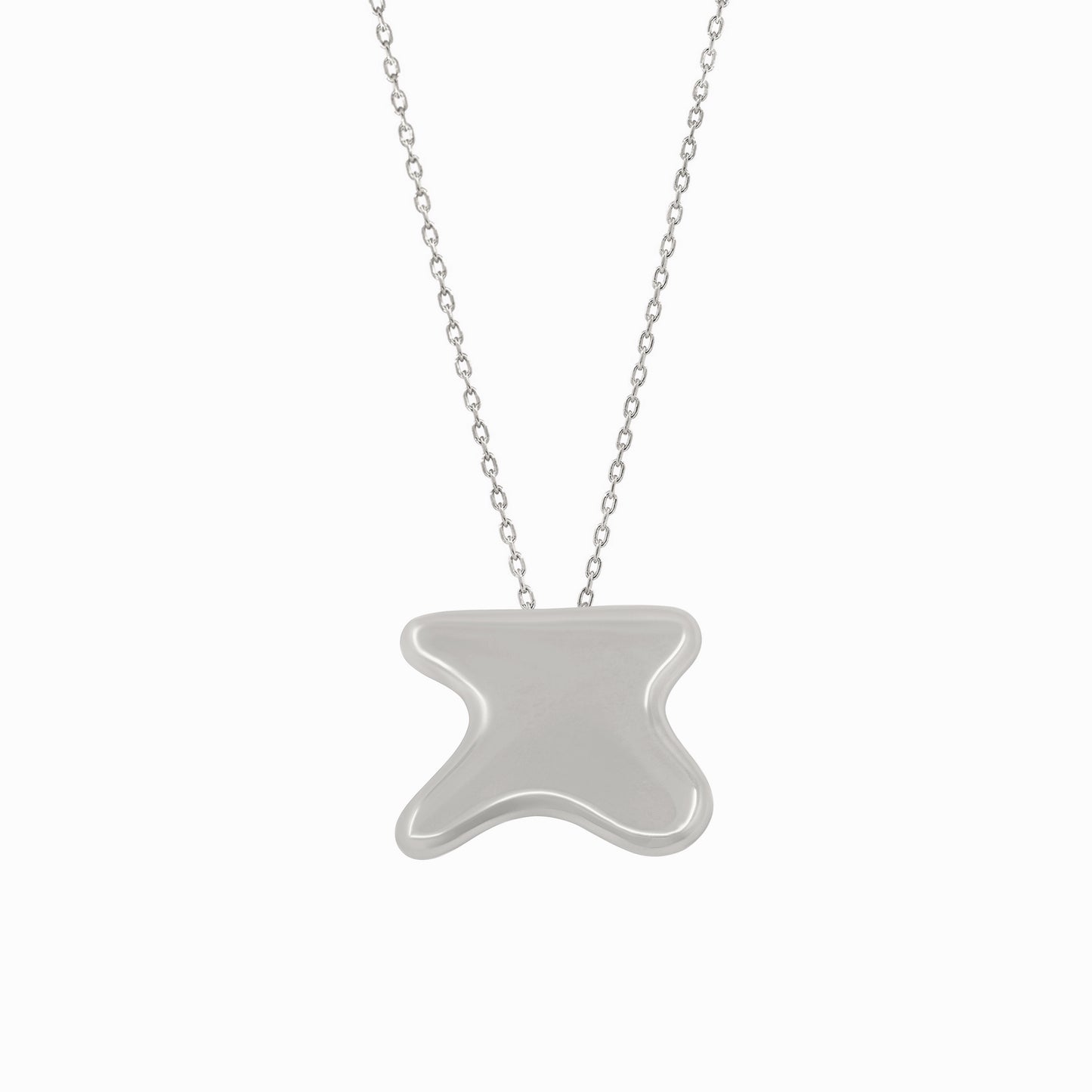 Puffy Hangul Korean Letter Necklace Pendant Silver ㅈ 한글 목걸이 | BY L’AIMÉ NEW YORK 