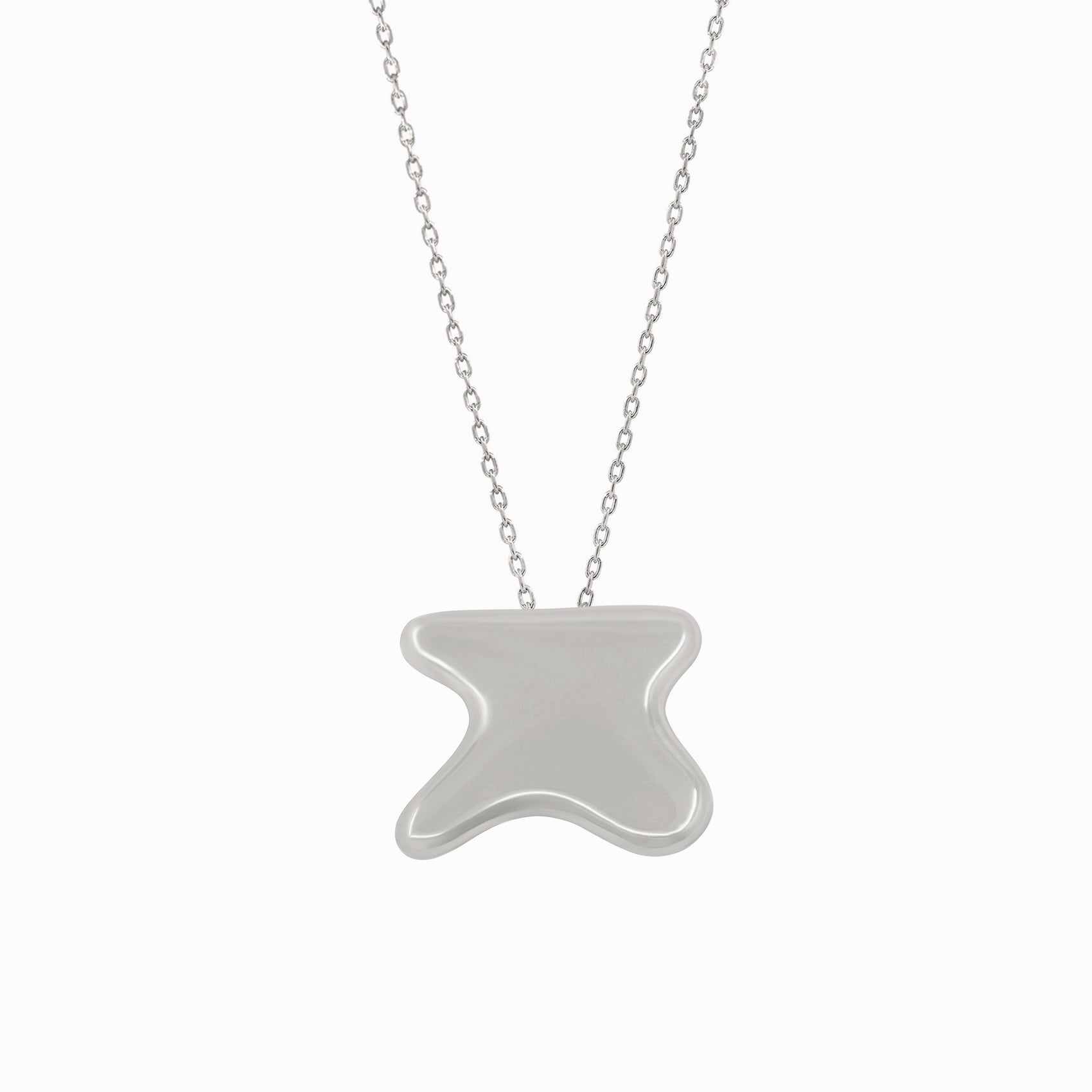 Puffy Hangul Korean Letter Necklace Pendant Silver ㅈ 한글 목걸이 | BY L’AIMÉ NEW YORK 