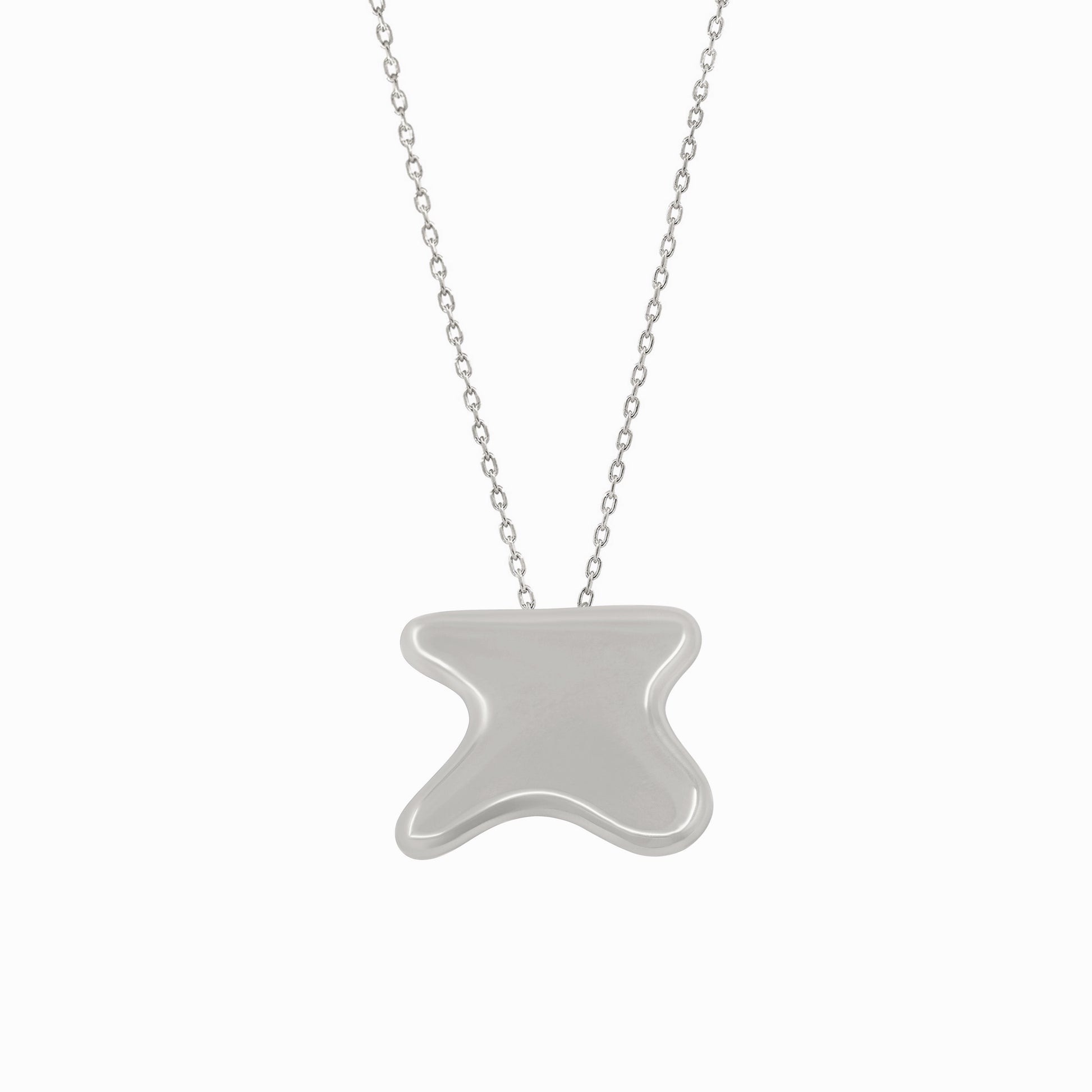Puffy Hangul Korean Letter Necklace Pendant Silver ㅈ 한글 목걸이 | BY L’AIMÉ NEW YORK 