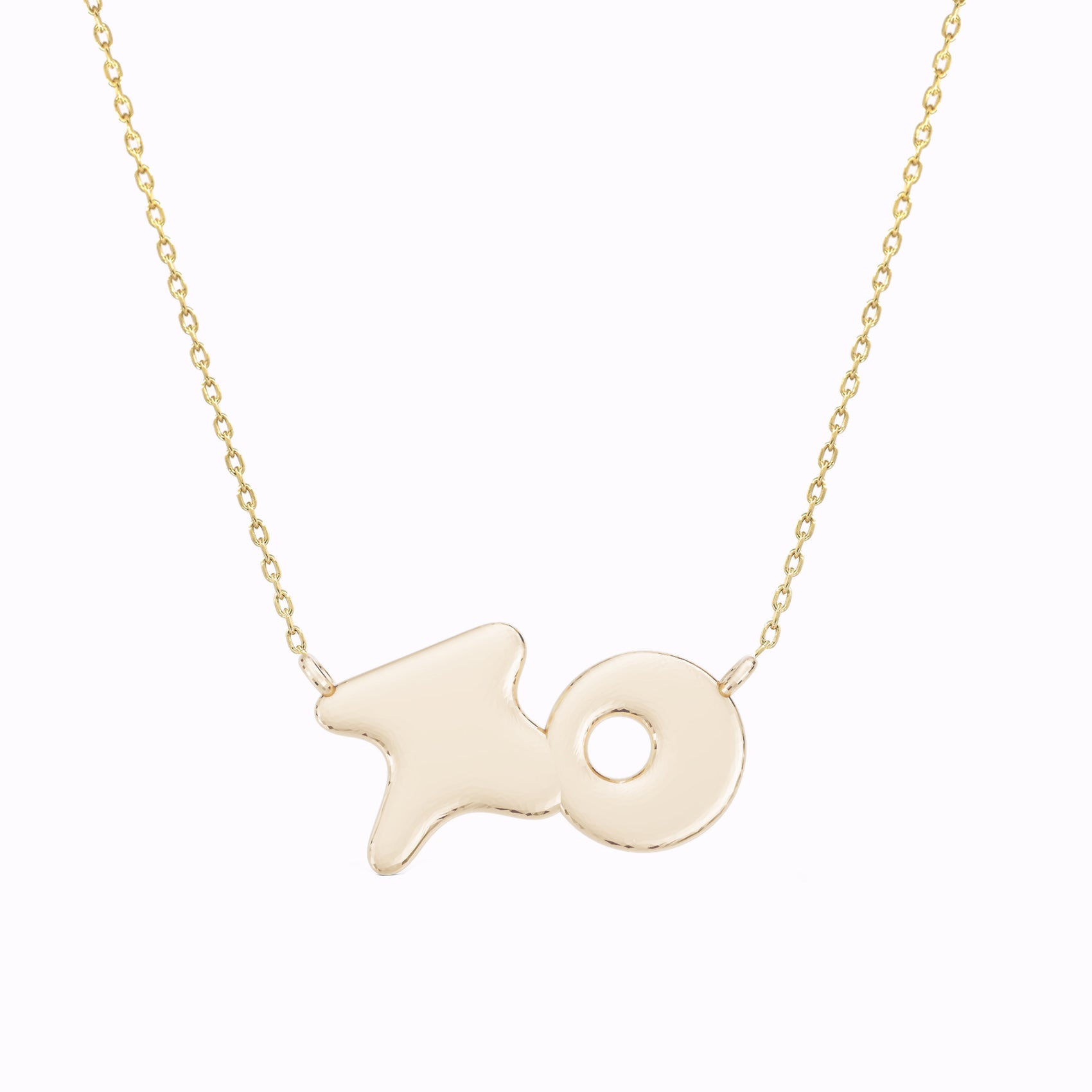 Custom Puffy Korean Hangul Initial Necklace 14K Solid Gold