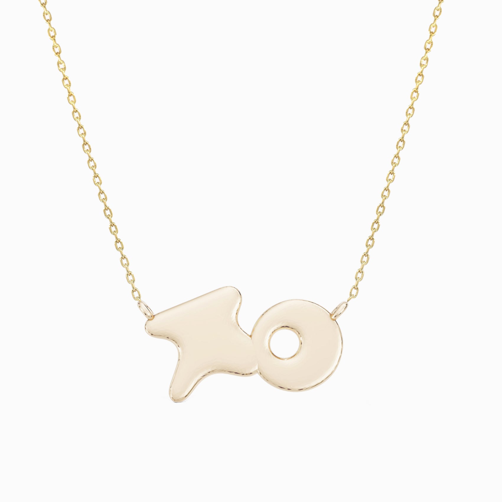 Custom Puffy Korean Hangul Initial Necklace 14K Solid Gold