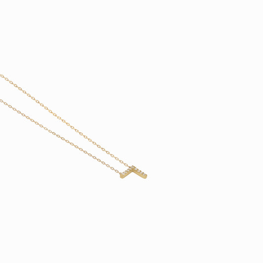 Korean Hangul Letter Pavé Lab Diamond Necklace 14K Solid Gold ㄱ