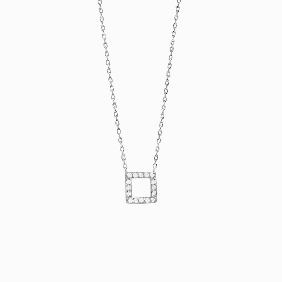 Hangul Initial Lab Diamond Necklace Korean Letter Charm Sterling Silver ㅁ