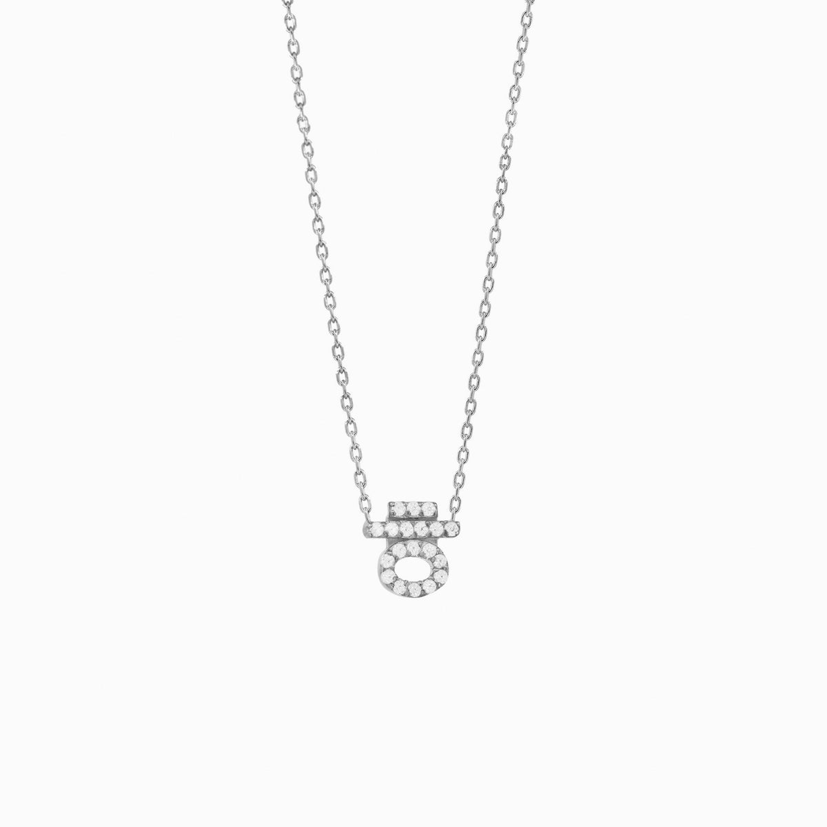 Hangul Initial Lab Diamond Necklace Korean Letter Charm Sterling Silver ㅁ