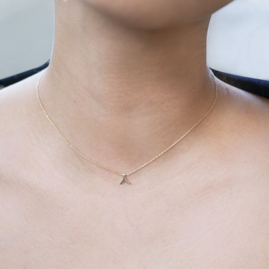 Korean Hangul LetterNecklace 14K Solid Gold ㅅ