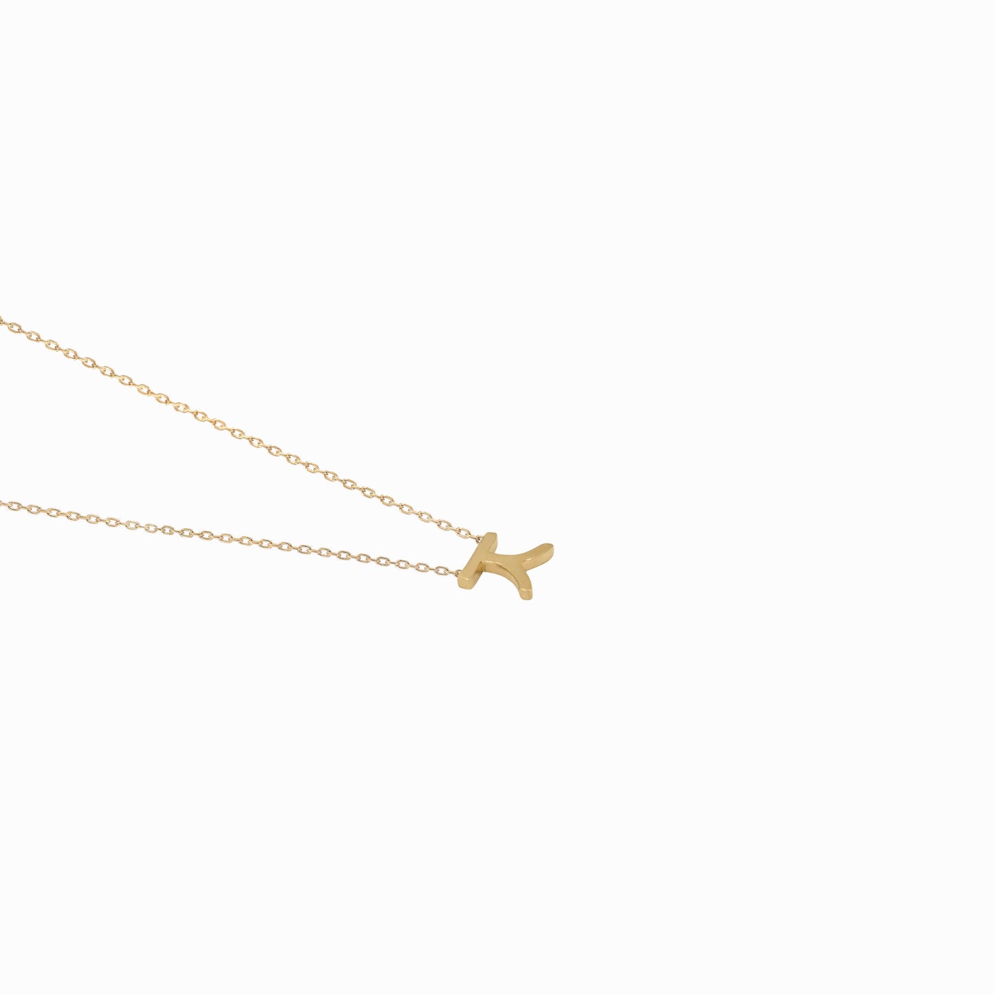 Hangul Initial Necklace 14K Solid Gold Korean Letter Charm