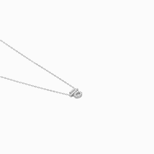 Korean Hangul Letter Pavé Lab Diamond Necklace Sterling Silver ㅎ