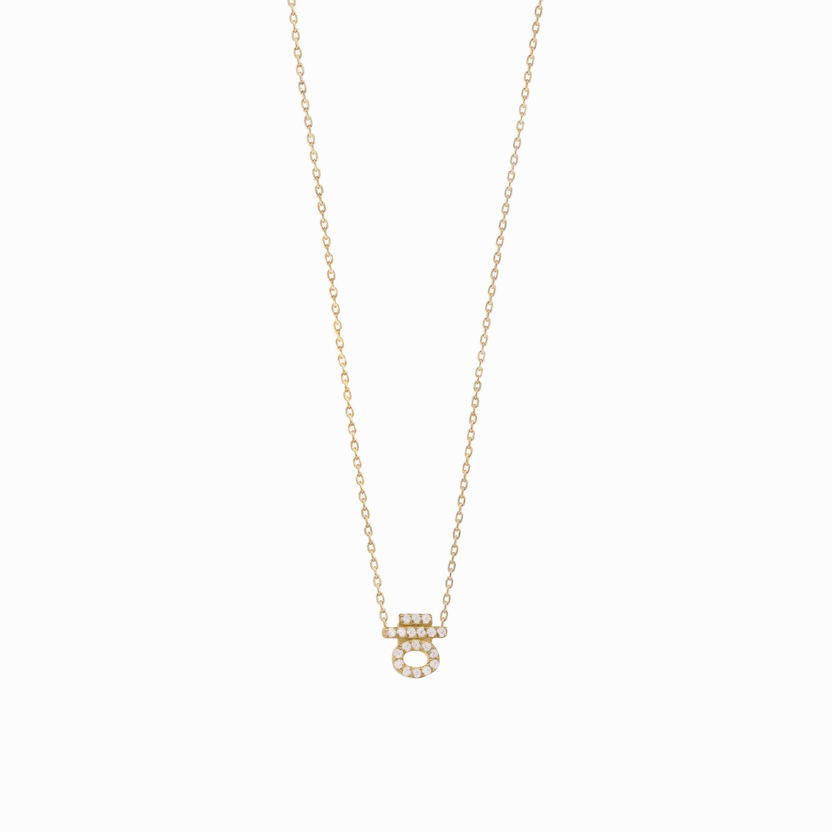 Hangul Korean Letter Diamond Solid Gold Necklace ㅎ