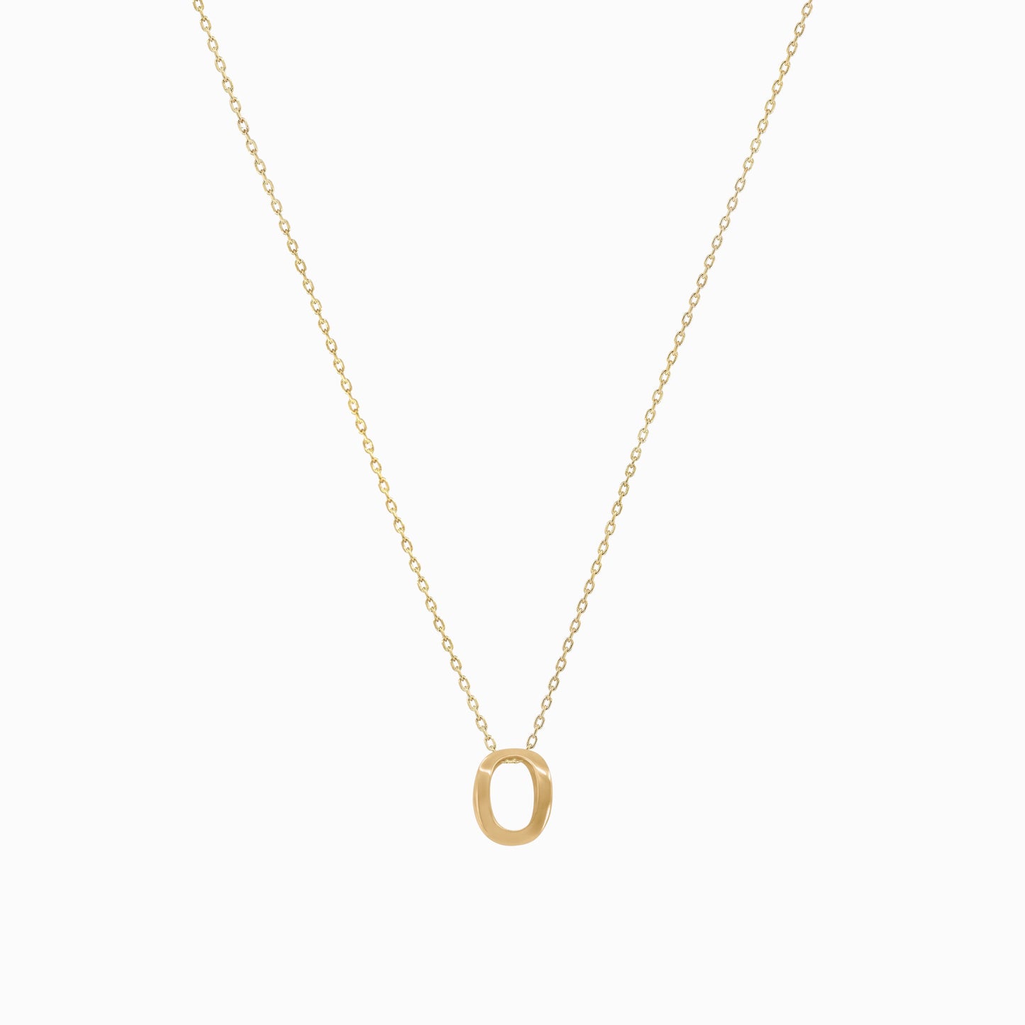 Eclipse Initial Letter Necklace 14K Solid Gold
