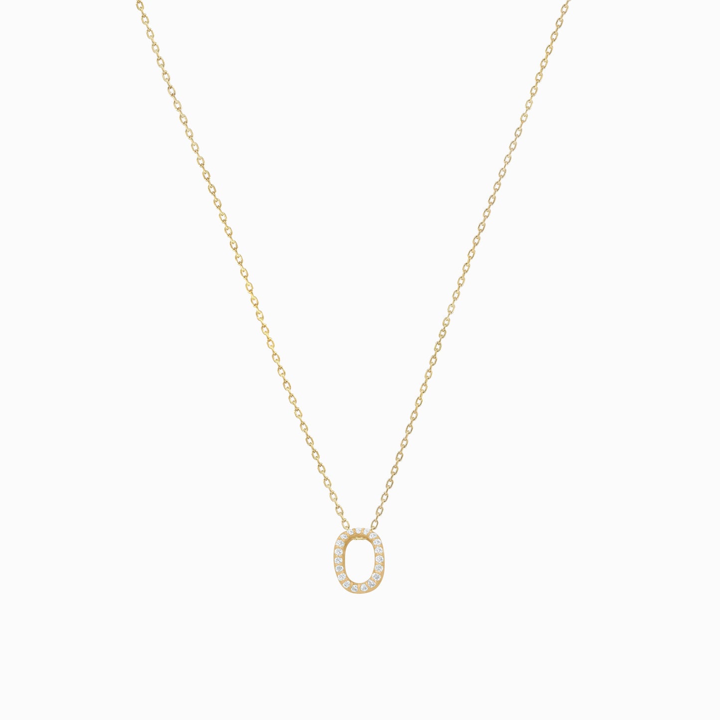 Eclipse Initial Letter Pavé Lab Diamond Necklace 14K Solid Gold