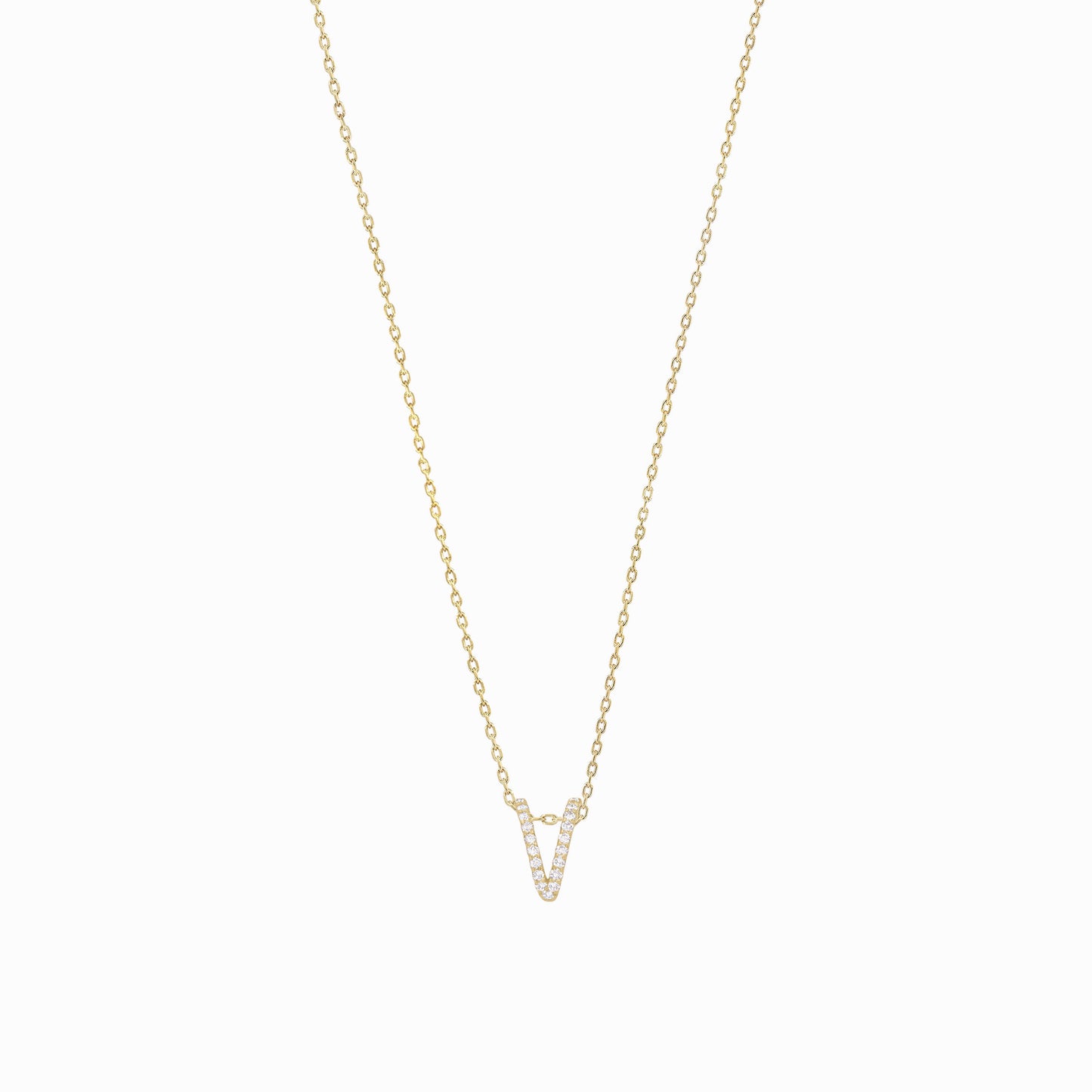 Eclipse M Initial Letter Pavé Natural Diamond Necklace 14K Solid Gold